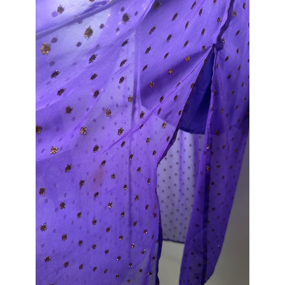 *Flaw NWT Anthropologie Celandine Beach Disco Plunging Maxi Dress Purple Gold S - Picture 16 of 16